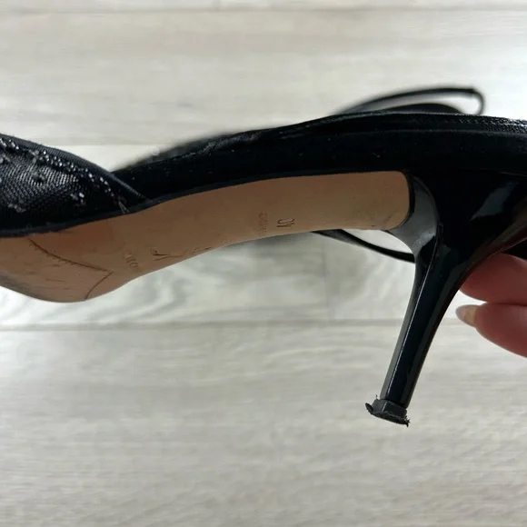 Rene Caovilla Black Sequin Pointed Toe Low Heels - Picture 7 of 13